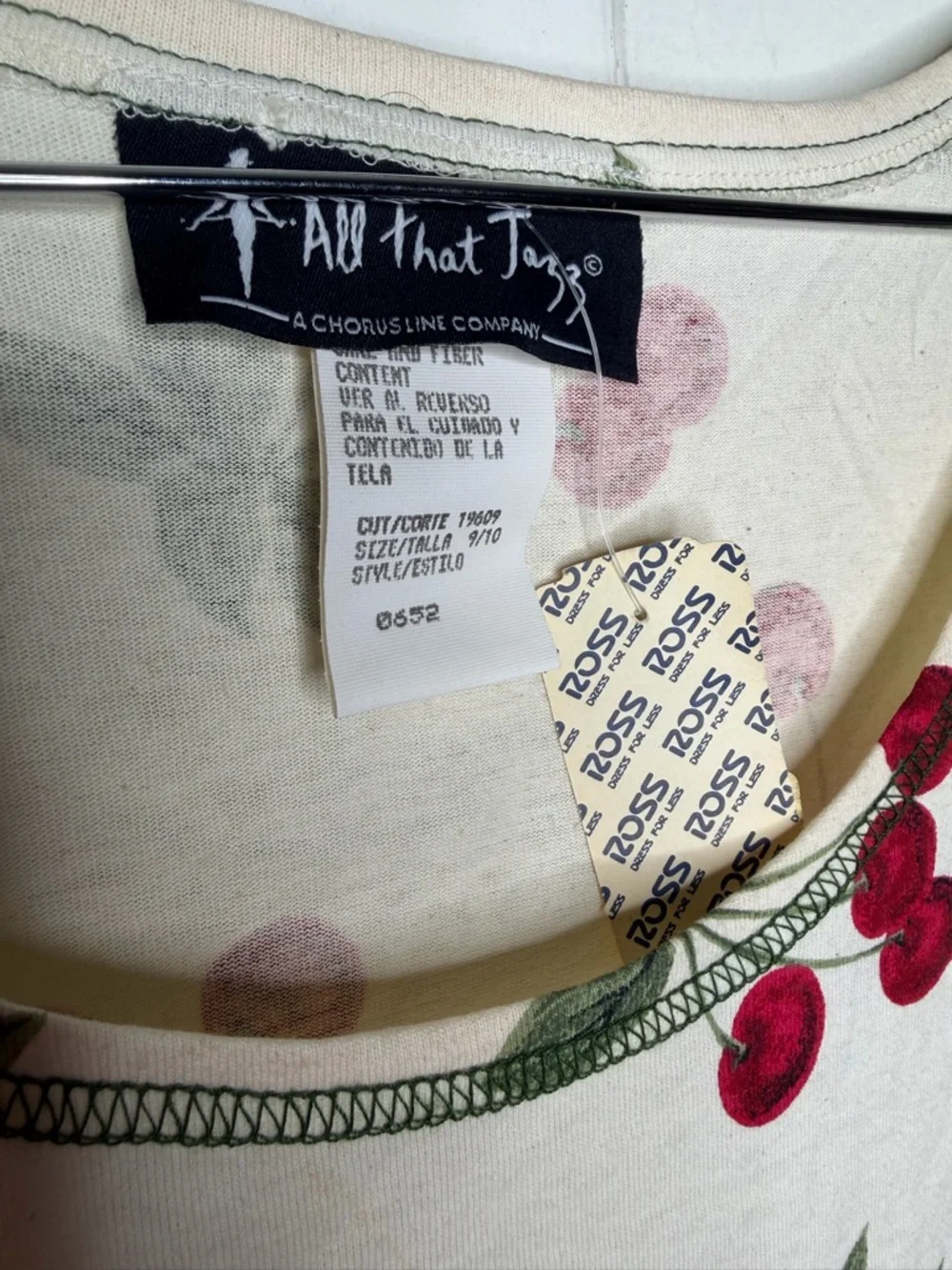 all that jazz baby doll dress vintage size 9/10 Cherry Print pinup retro NWT - Picture 4 of 11